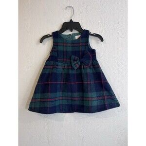Mud Kingdom Little Girls Sleeveless Dress Plaid Faux Wool Holiday, Green 18/24 M